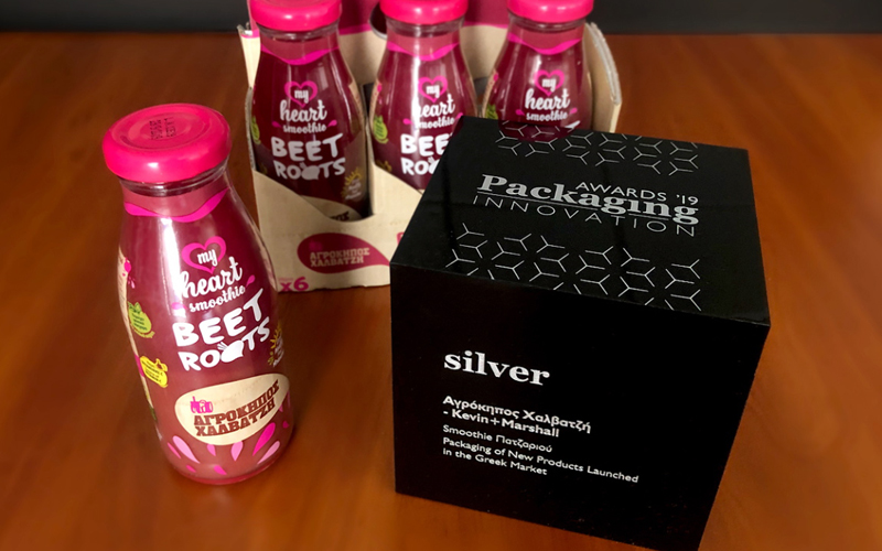 Ασημένια διάκριση για τη συσκευασία του smoothies παντζαριού Αγρόκηπος Χαλβατζή Packaging Awards 2019